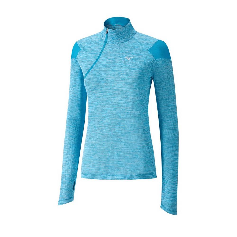 Womens Mizuno ALPHA HALF ZIP Running Tops Azure Philippines (GNJVTK236)